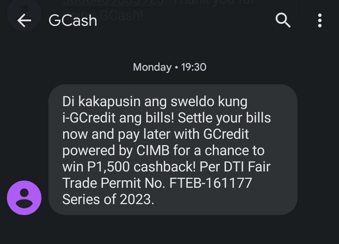 GCash SMS blast